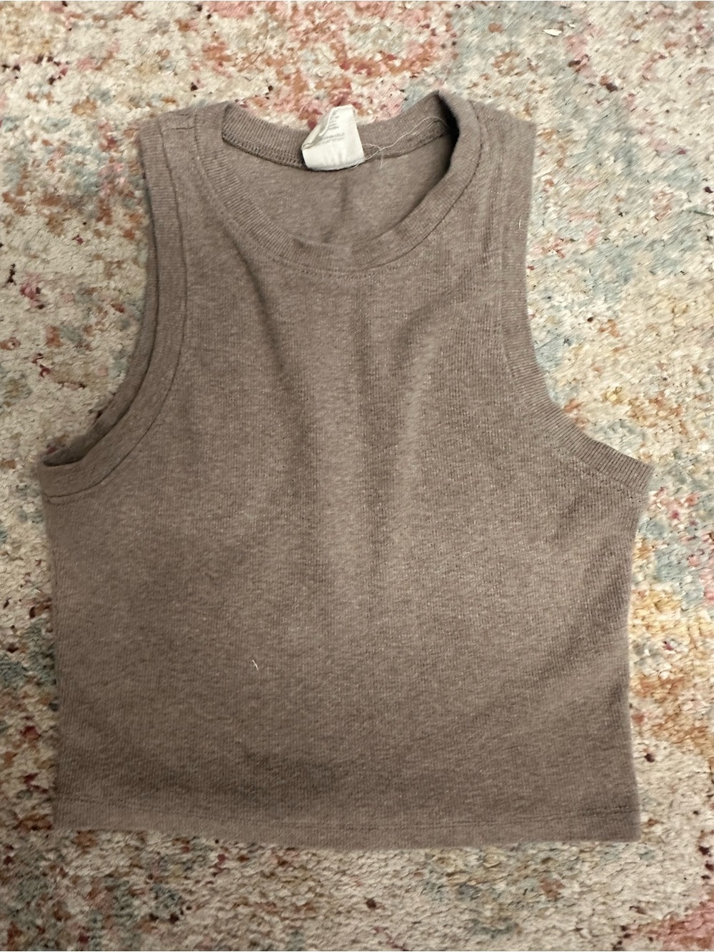 Sleeveless Knit Crop Tank - Taupe